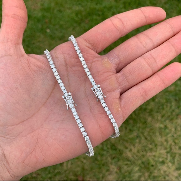 3mm Moissanite SOLID 925 Sterling Silver Tennis Chain 18” 20” (PASSES TESTER) - Picture 5 of 5